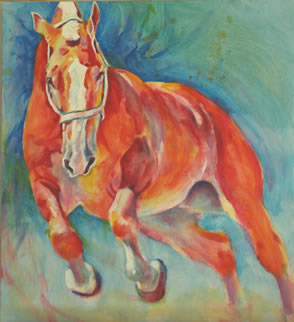 Belgian stallion - Major - in oil painting by equine artist Karen Brenner